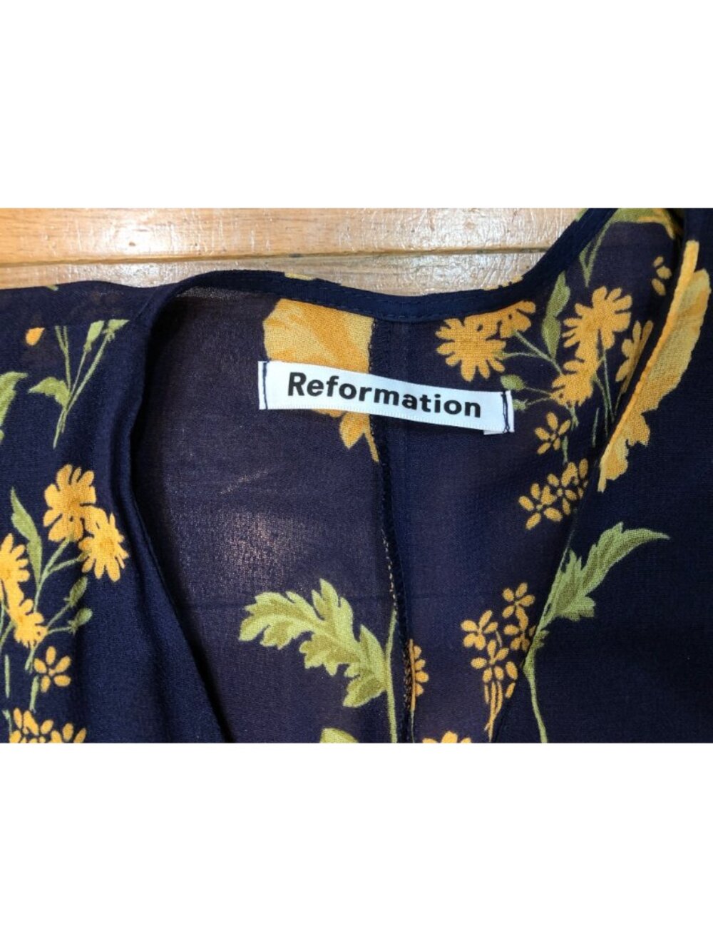 Reformation Winslow Maxi Wrap Dress Navy Yellow Floral Mademoiselle Sz M Poetic - Picture 6 of 11